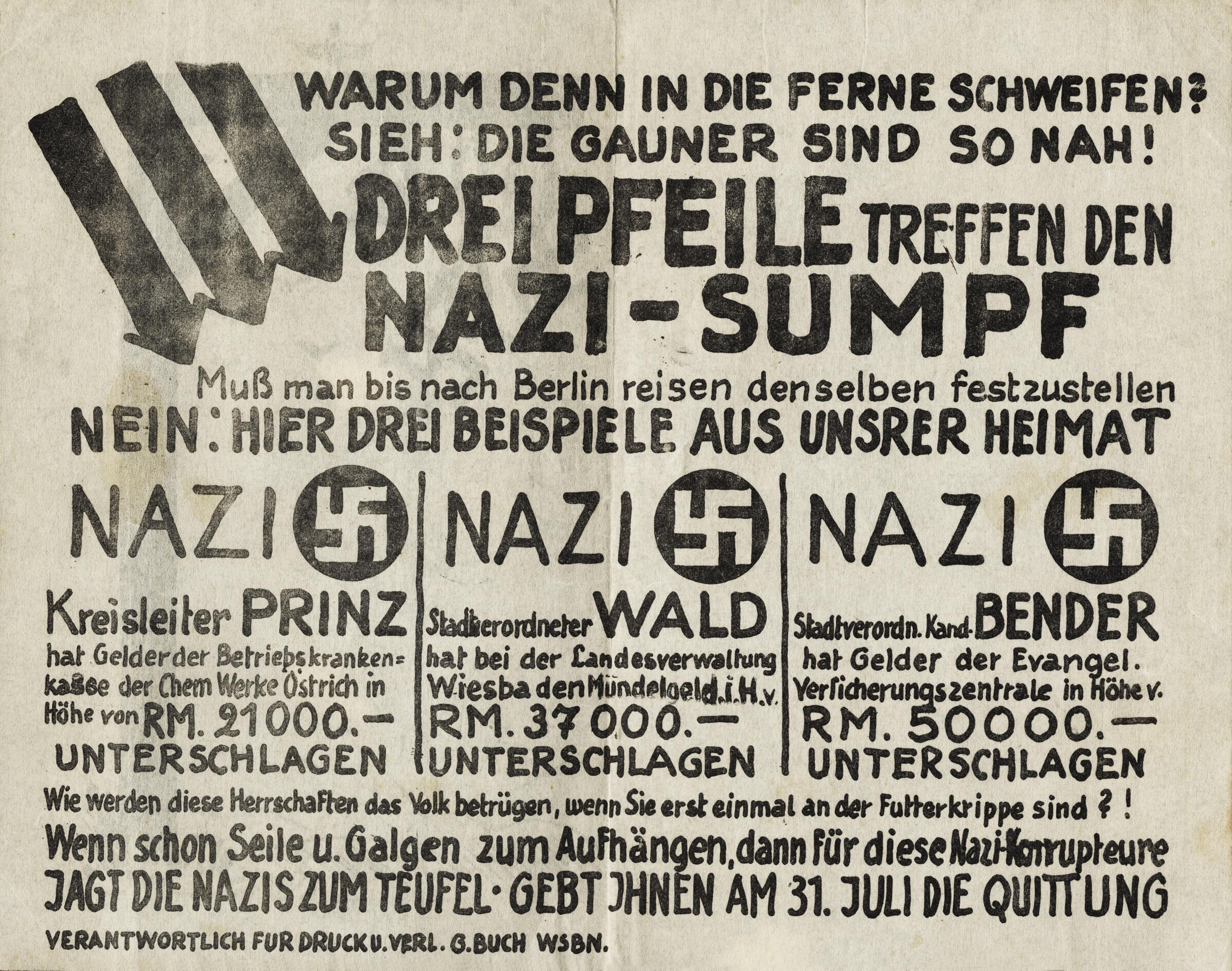 Anti-Nazi-Flugblatt Buchs zur Reichstagswahl am 31. Juli 1932